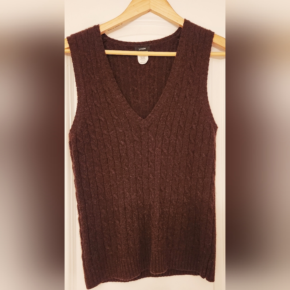 J.Crew cable knit wool cashmere sleeveless sweater vest
